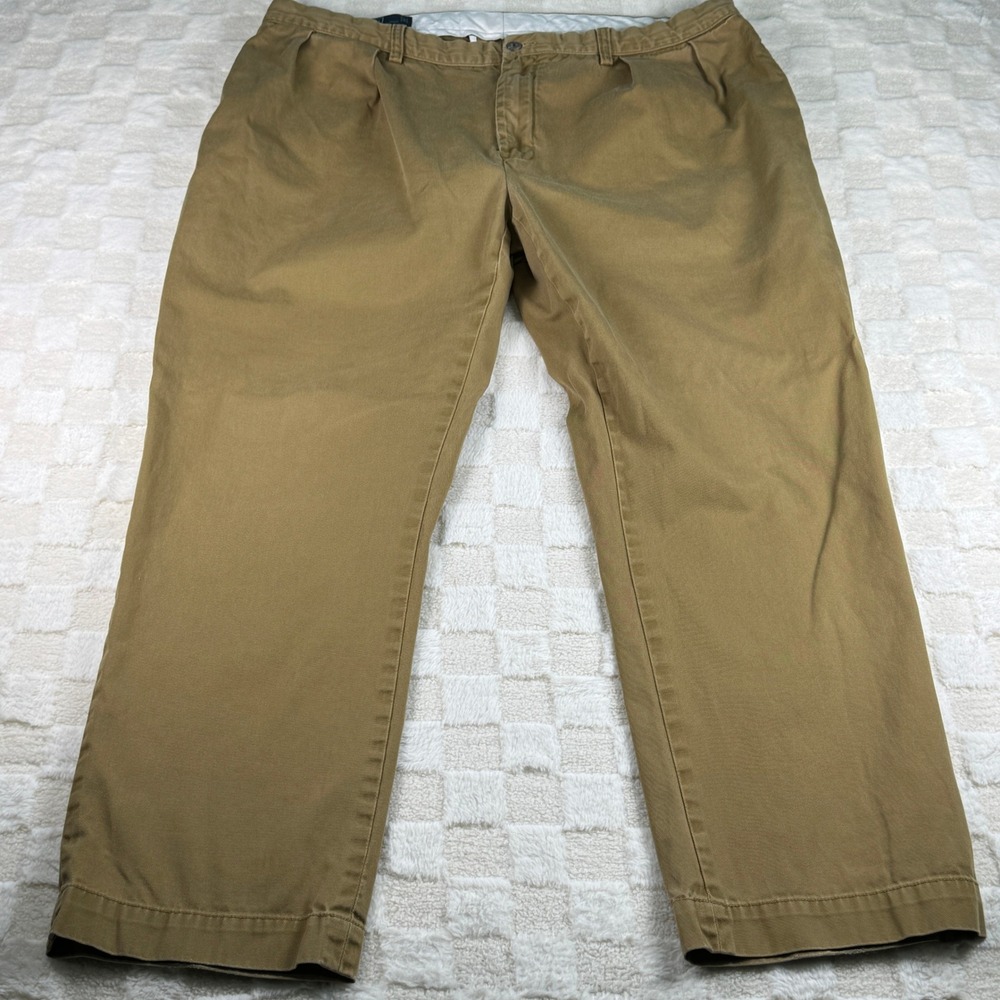 Polo by Ralph Lauren Ethan‎ Pant Mens Tan Cotton Pleated Chino Missing Button 40